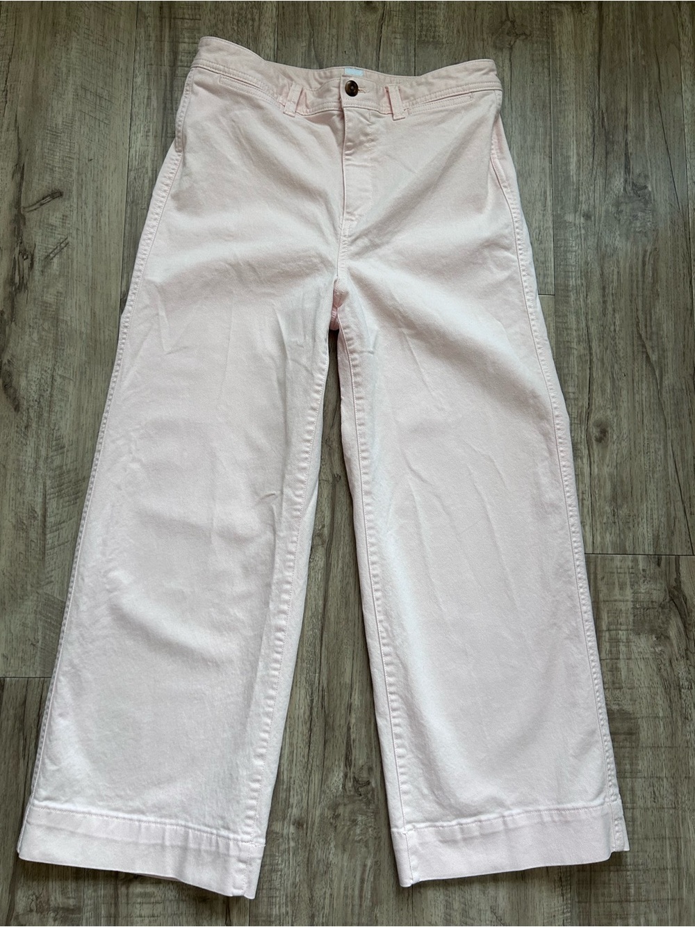 Blush pink high rise Wide Leg crop chino Light Pink Cotton Pants festival street
